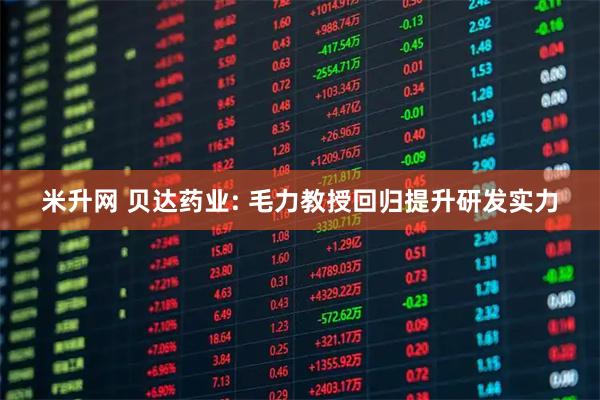 米升网 贝达药业: 毛力教授回归提升研发实力